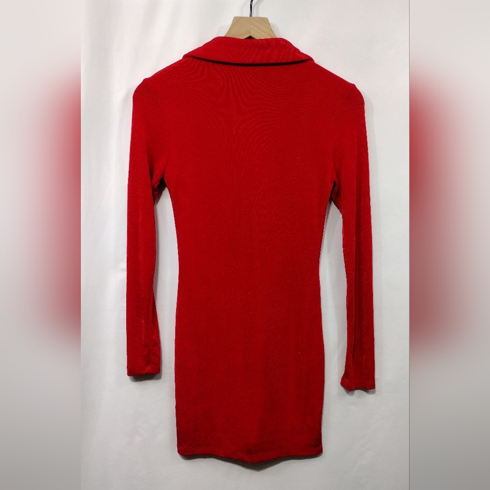 Princess Polly Elody Long Sleeve Shirt Dress Women's 4 Red Holiday Boho Retro - Picture 6 of 9